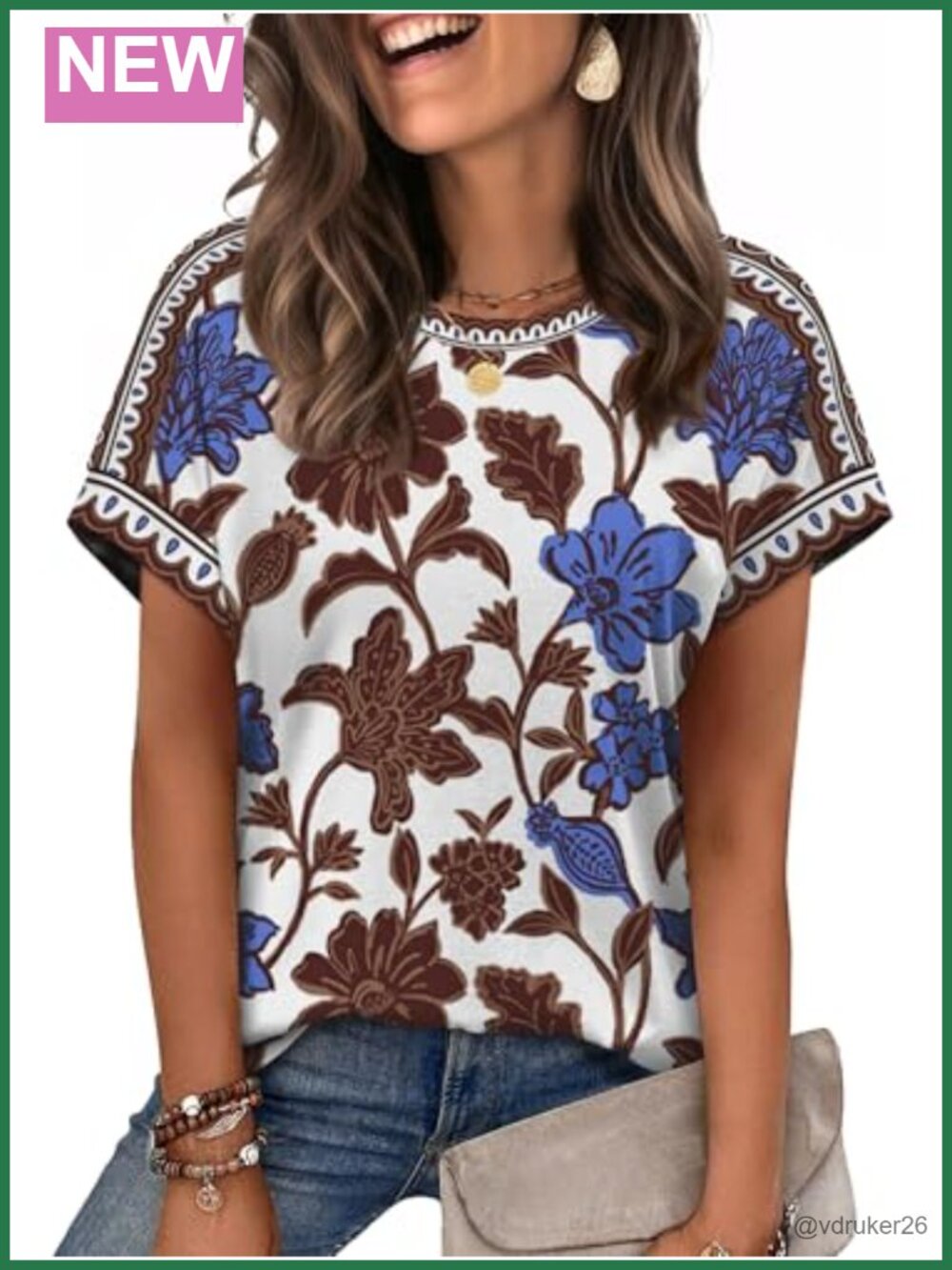 Womens Cap Sleeve Crewneck T-Shirt Polyester Rayon Spandex Casual Top